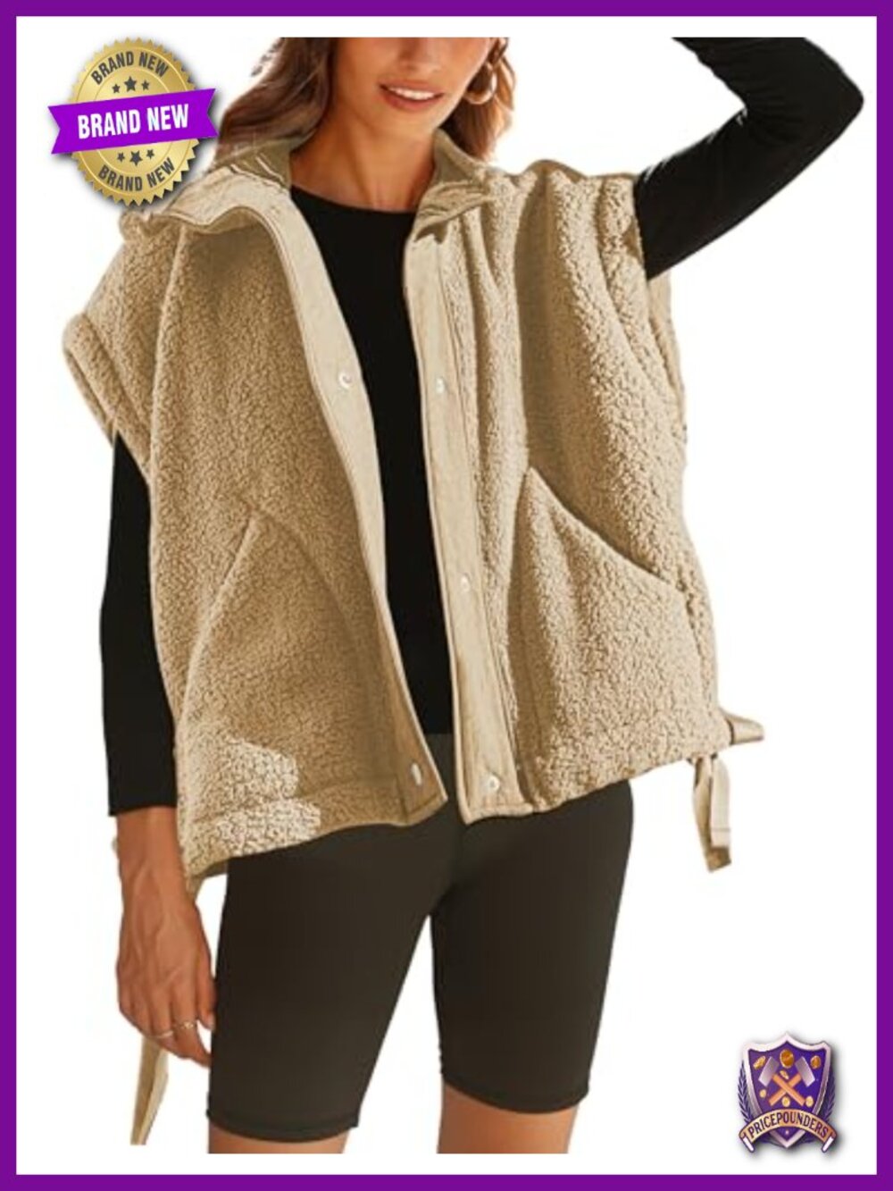 Sherpa Fleece Vest Fuzzy Oversized Sleeveless